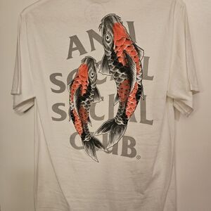Anti Social Social Club White Tee with Red Koi Design